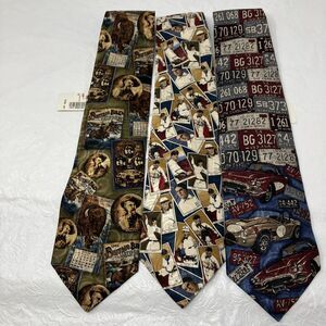 3 NWT Guess George Marciano Ties Neckties Dad Father Cars Baseball Western